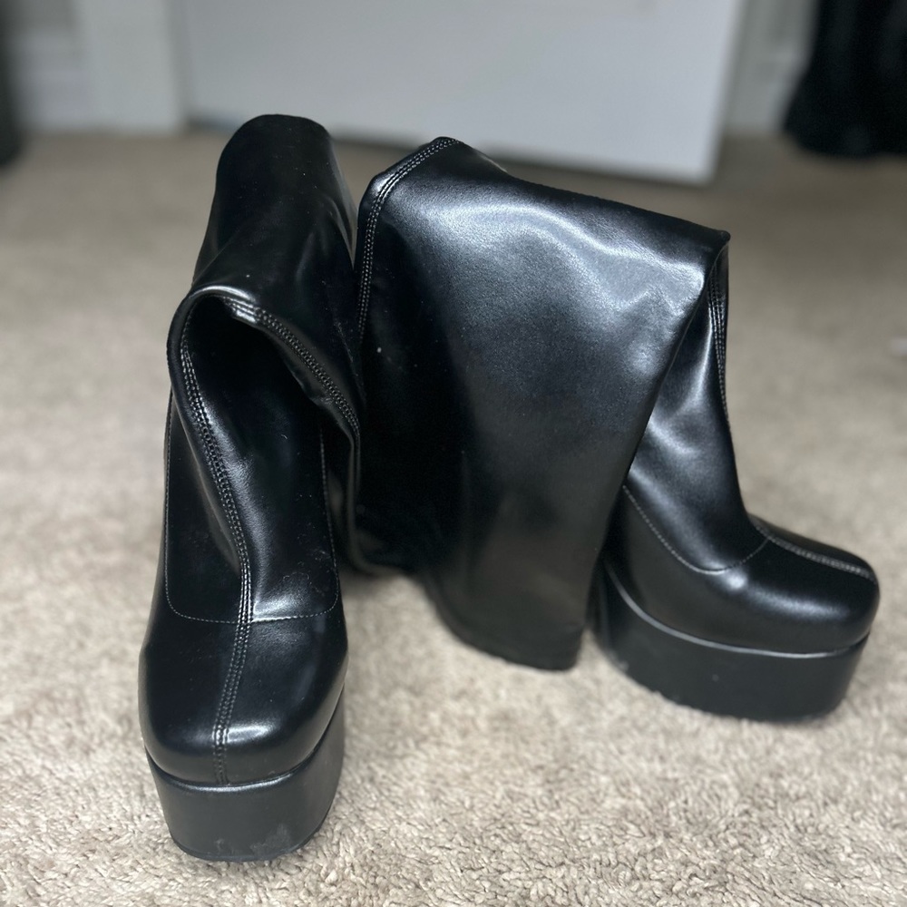 Black platform boots